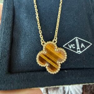 Van Cleef & Arpels Tiger's Eye Clover Necklace